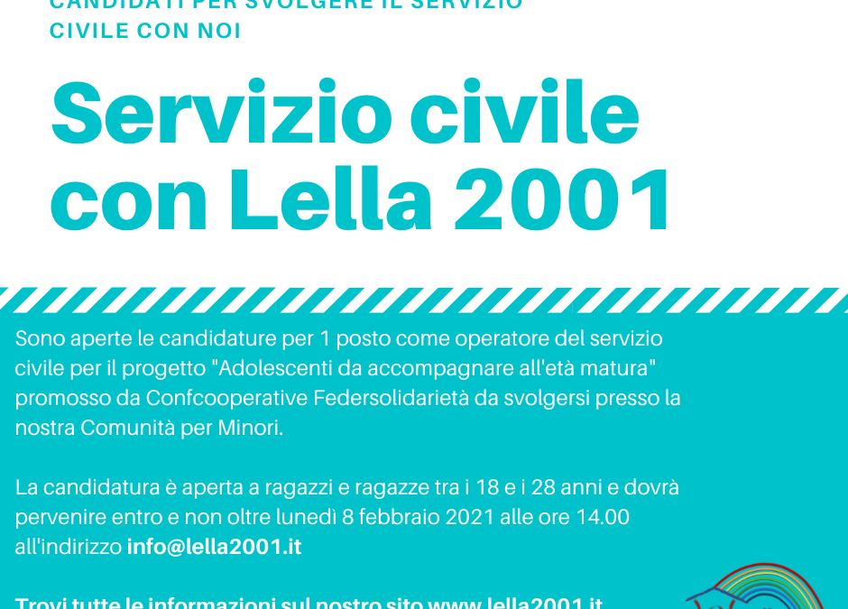 Servizio civile con Lella 2001 per 1 posto come operatore del servizio civile