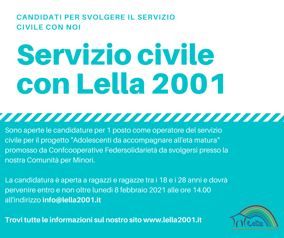 Servizio civile con Lella 2001 per 1 posto come operatore del servizio civile